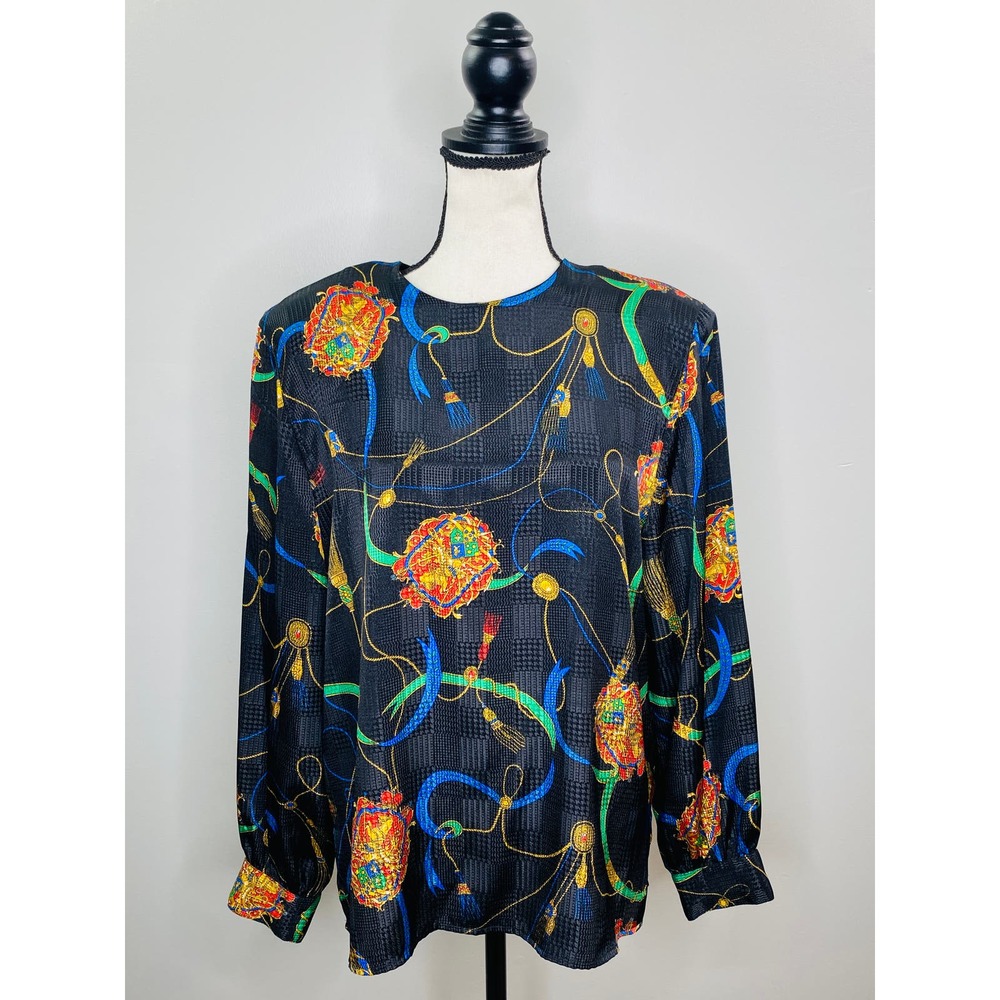 Vintage La Chine Classic by Galinda Wang Regency Blouse Womens 10 Classic Luxe